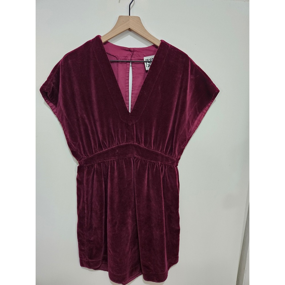 Prairie Underground M Burgundy Cotton Velvet Dress Made USA Boho Whimsygoth